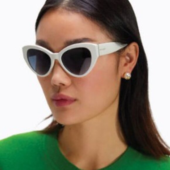 🕶️ New Kate Spade PAISLEIGH/S 0VK6 9O Sunglasses - White Frame, Grey Lenses